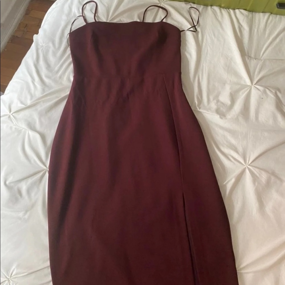 Express Burgundy Midi Dress with Split